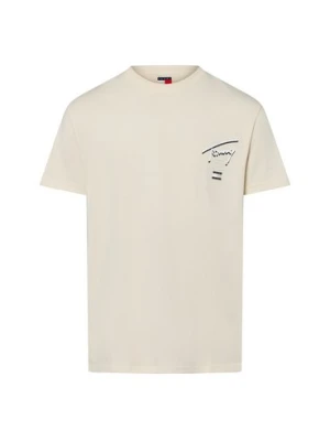 Tommy Jeans Koszulka męska Mężczyźni Bawełna beżowy nadruk,