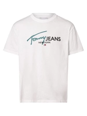 Tommy Jeans Koszulka męska Mężczyźni Bawełna biały jednolity,