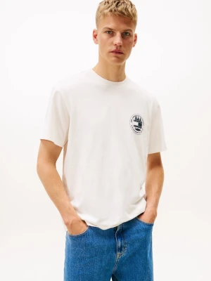 Tommy Jeans Koszulka męska Mężczyźni Bawełna biały nadruk,