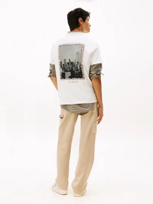 Tommy Jeans Koszulka męska Mężczyźni Bawełna biały|szary|brązowy nadruk,