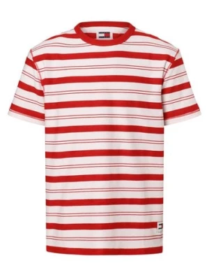 Tommy Jeans Koszulka męska Mężczyźni Bawełna czerwony|biały w paski,