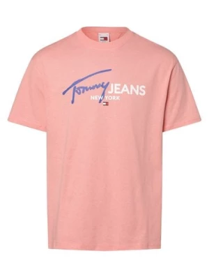 Tommy Jeans Koszulka męska Mężczyźni Bawełna pomarańczowy|wyrazisty róż jednolity,