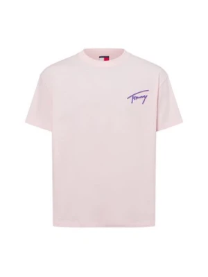 Tommy Jeans Koszulka męska Mężczyźni Bawełna różowy jednolity,