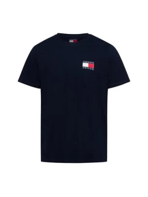 Tommy Jeans Koszulka męska - TJM SLIM ESSENTIAL FLAG TEE Mężczyźni Bawełna niebieski jednolity,