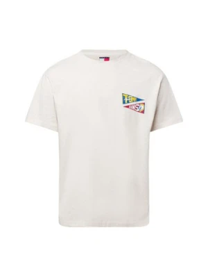 Tommy Jeans Koszulka męska - Uni Flag Tiger Tee Mężczyźni Bawełna beżowy marmurkowy,