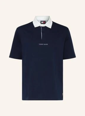 Tommy Jeans Koszulka Polo Z Dżerseju Oversized Fit blau