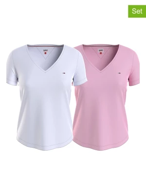 TOMMY JEANS Koszulki (2 szt.) w kolorze białym i różowym rozmiar: M