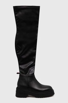 Tommy Jeans kozaki TJW OVER THE KNEE BOOTS damskie kolor czarny na platformie EN0EN02254