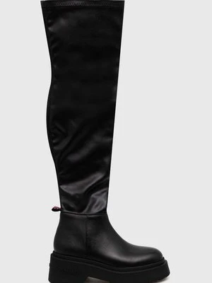 Tommy Jeans kozaki TJW OVER THE KNEE BOOTS damskie kolor czarny na platformie EN0EN02254