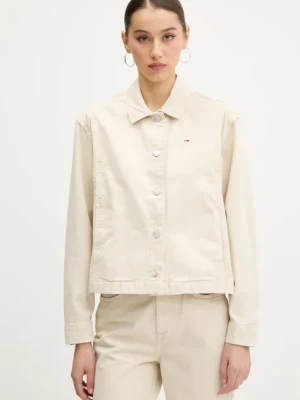 Tommy Jeans kurtka bawełniana kolor beżowy przejściowa DW0DW20230
