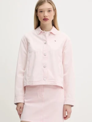 Tommy Jeans kurtka bawełniana kolor różowy przejściowa DW0DW20230
