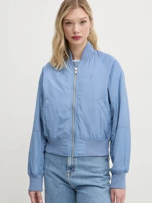 Tommy Jeans kurtka bomber damski kolor niebieski przejściowa oversize DW0DW19316