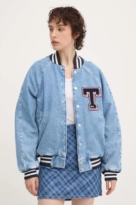 Tommy Jeans kurtka bomber jeansowa kolor niebieski przejściowa DW0DW18202