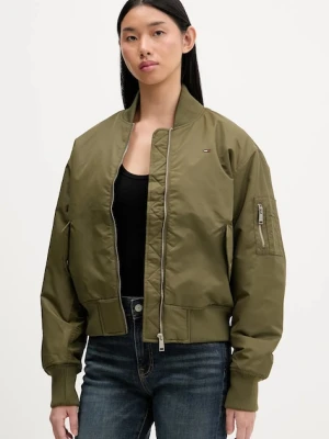 Tommy Jeans kurtka bomber kolor zielony przejściowa oversize DW0DW22046
