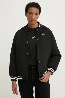 Tommy Jeans kurtka bomber z domieszką wełny kolor czarny przejściowa DM0DM20685