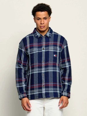 Tommy Jeans Kurtka Check | Oversize fit granatowy