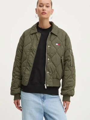 Tommy Jeans kurtka damska kolor zielony zimowa oversize DW0DW18839