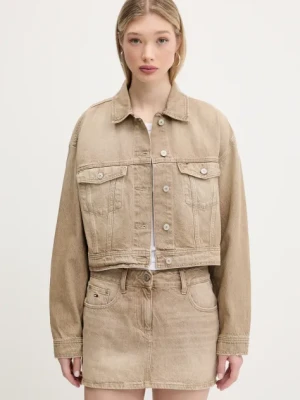 Tommy Jeans kurtka jeansowa kolor beżowy przejściowa DW0DW20118