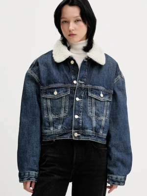 Tommy Jeans kurtka jeansowa kolor granatowy przejściowa oversize DW0DW22485