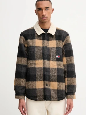 Tommy Jeans kurtka koszulowa kolor czarny przejściowa oversize DM0DM22010