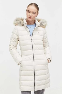 Tommy Jeans kurtka puchowa damska kolor beżowy zimowa DW0DW09060