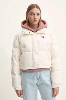 Tommy Jeans kurtka puchowa damska kolor beżowy zimowa oversize DW0DW18820