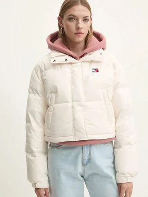 Tommy Jeans kurtka puchowa damska kolor beżowy zimowa oversize DW0DW18820