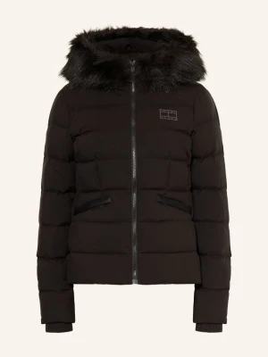 Tommy Jeans Kurtka Puchowa Z Odpinanym Kołnierzem Ze Sztucznego Futra schwarz CZARNY