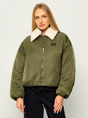 Tommy Jeans Kurtka | Relaxed fit | shearling zielony