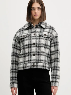 Tommy Jeans kurtka z dodatkiem wełny kolor czarny przejściowa oversize DW0DW21662