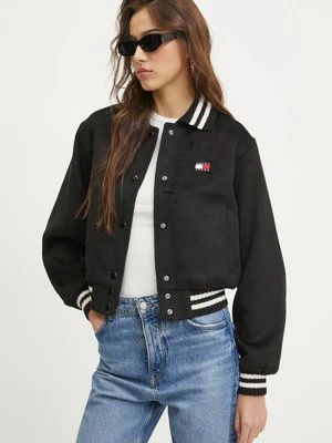 Tommy Jeans kurtka z domieszką wełny kolor czarny przejściowa oversize DW0DW20165