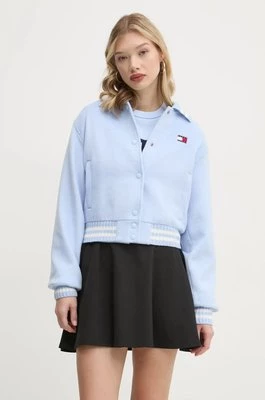 Tommy Jeans kurtka z domieszką wełny kolor niebieski przejściowa oversize DW0DW20165