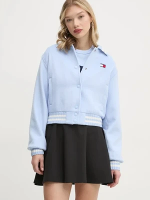 Tommy Jeans kurtka z domieszką wełny kolor niebieski przejściowa oversize DW0DW20165