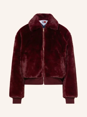 Tommy Jeans Kurtka Ze Sztucznego Futra rot CIEMNOCZERWONY