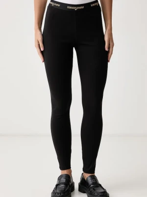 Tommy Jeans legginsy damskie bawełniane z elastanem czarny