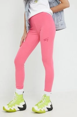 Tommy Jeans legginsy DW0DW13758.9BYY damskie kolor różowy z aplikacją