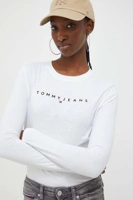 Tommy Jeans longsleeve bawełniany kolor biały DW0DW17362