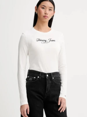 Tommy Jeans longsleeve bawełniany kolor biały DW0DW21844