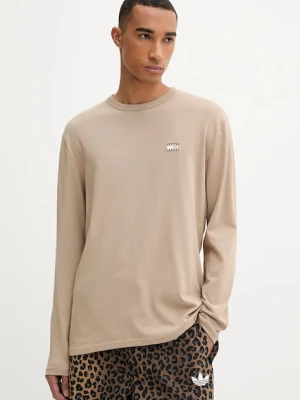 Tommy Jeans longsleeve bawełniany kolor brązowy gładki DM0DM21974