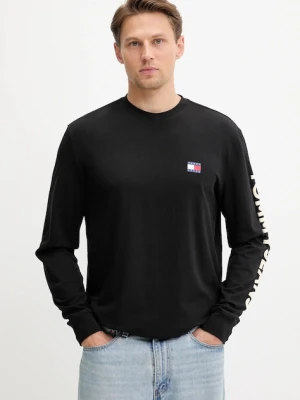 Tommy Jeans longsleeve bawełniany kolor czarny gładki DM0DM21591