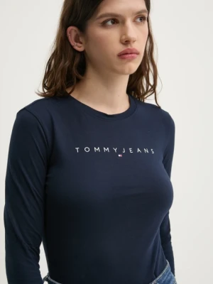 Tommy Jeans longsleeve bawełniany kolor granatowy DW0DW19434