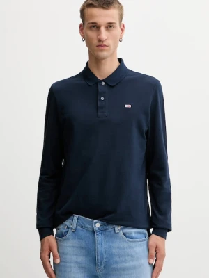 Tommy Jeans longsleeve bawełniany kolor granatowy gładki DM0DM20232