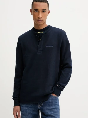 Tommy Jeans longsleeve bawełniany kolor granatowy gładki DM0DM21812