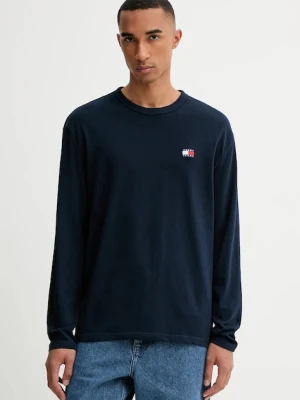 Tommy Jeans longsleeve bawełniany kolor granatowy gładki DM0DM21974