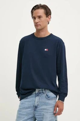 Tommy Jeans longsleeve bawełniany kolor granatowy z aplikacją DM0DM18436