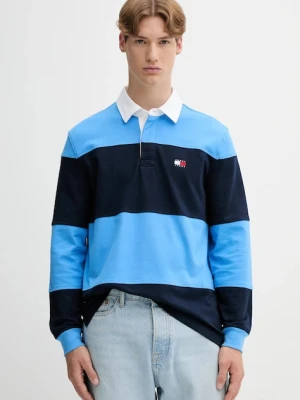 Tommy Jeans longsleeve bawełniany kolor niebieski wzorzysty DM0DM21665