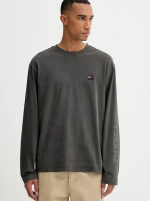 Tommy Jeans longsleeve bawełniany kolor szary wzorzysty DM0DM21976