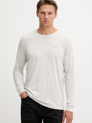 Tommy Jeans longsleeve bawełniany kolor szary z nadrukiem DM0DM21594