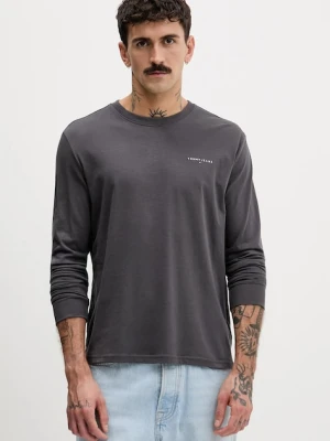 Tommy Jeans longsleeve bawełniany kolor szary z nadrukiem DM0DM21594