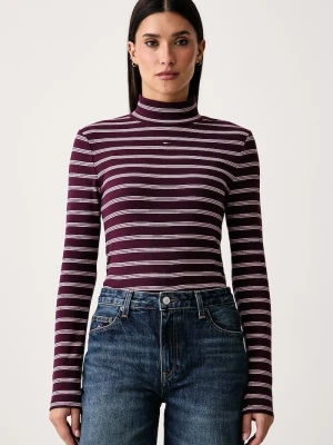 Tommy Jeans longsleeve damski bawełniany bordowy
